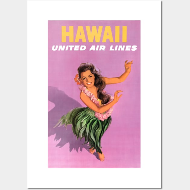 Vintage Travel Poster Hawaii Hula Dancer Wall Art by vintagetreasure